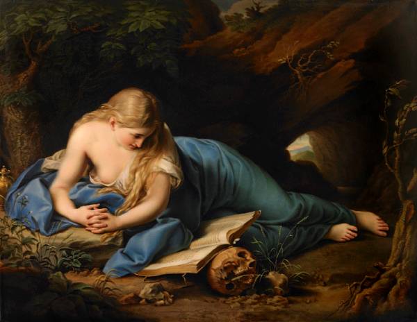 Appraisal: A German porcelain plaque Penitent Magdalene after the painting by