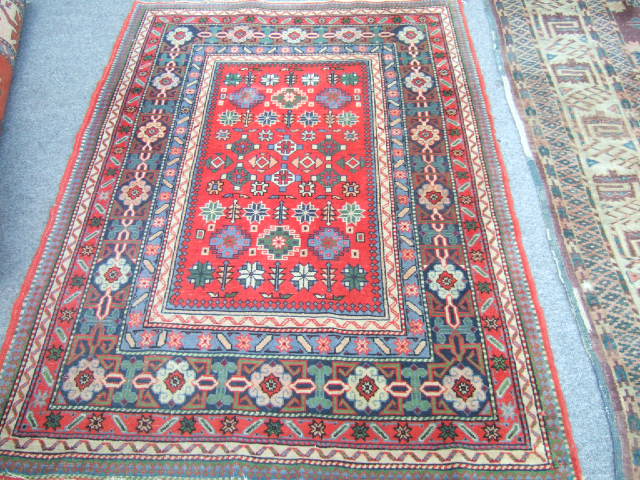 Appraisal: A Chi Chi rug Shirvan Caucasian the red field with