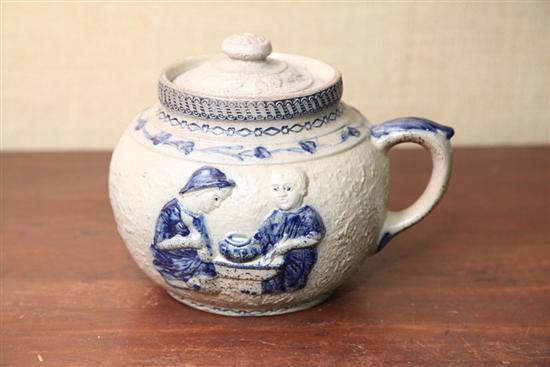 Appraisal: 'BOSTON BAKED BEANS'' POT Blue and gray pot with incised