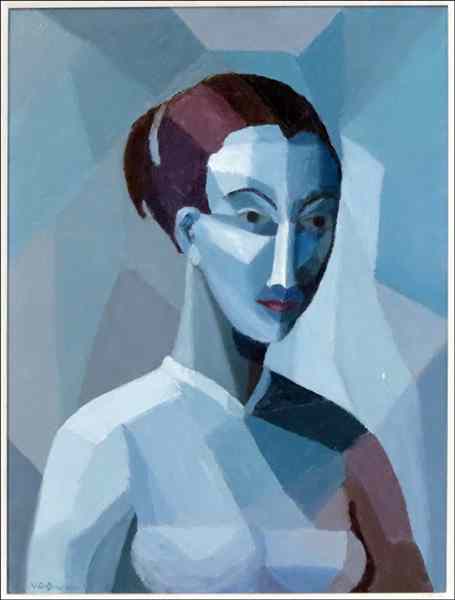 Appraisal: V G DRUCKER TH CENTURY PORTRAIT IN BLUE Oil on