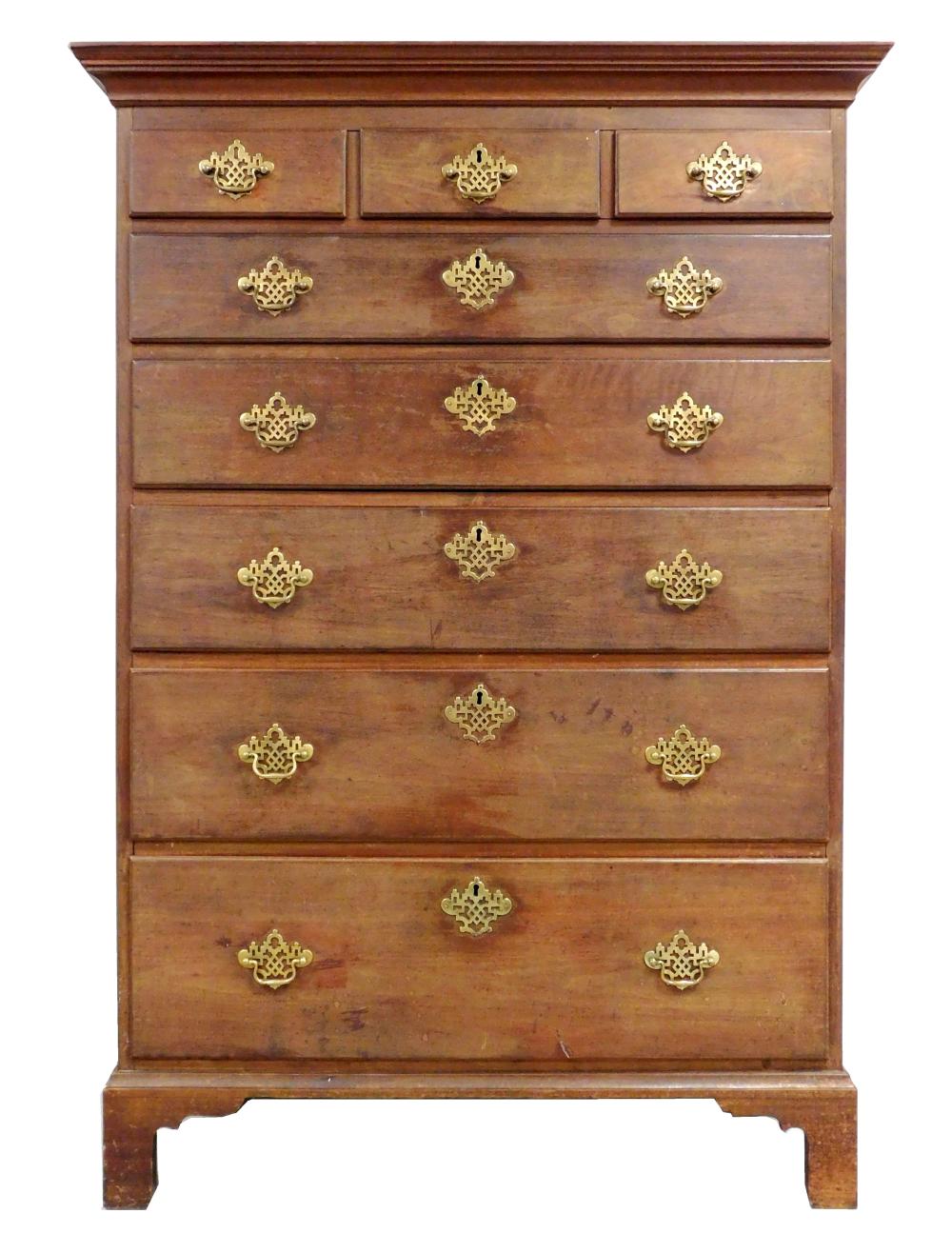 Appraisal: Tall chest American late th C probably Pennsylvania walnut pine