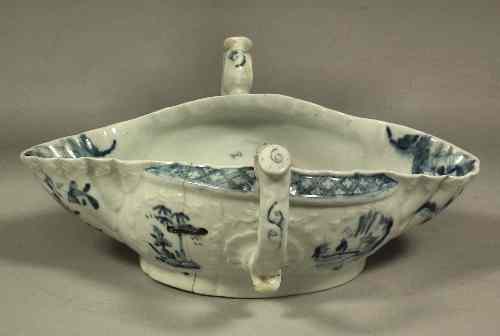 Appraisal: An early Worcester blue and white porcelain double lipped moulded