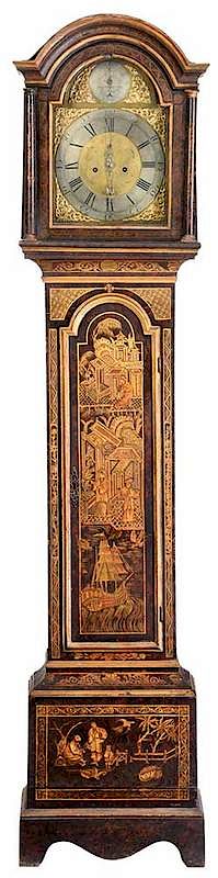 Appraisal: Queen Anne Japanned Tall Case Clock British early th century