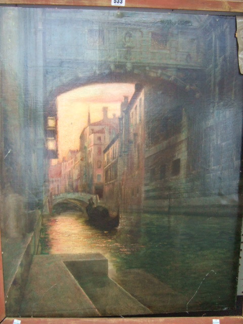 Appraisal: Continental School th century Canal scene beneath the Bridge of