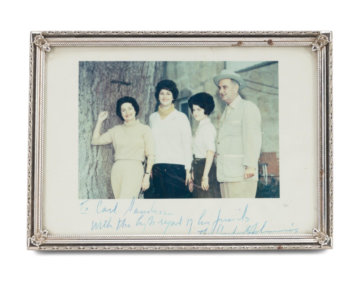 Appraisal: SIGNED JOHNSON FAMILY PHOTOGRAPH TO GOV SANDERS Casual color photograph