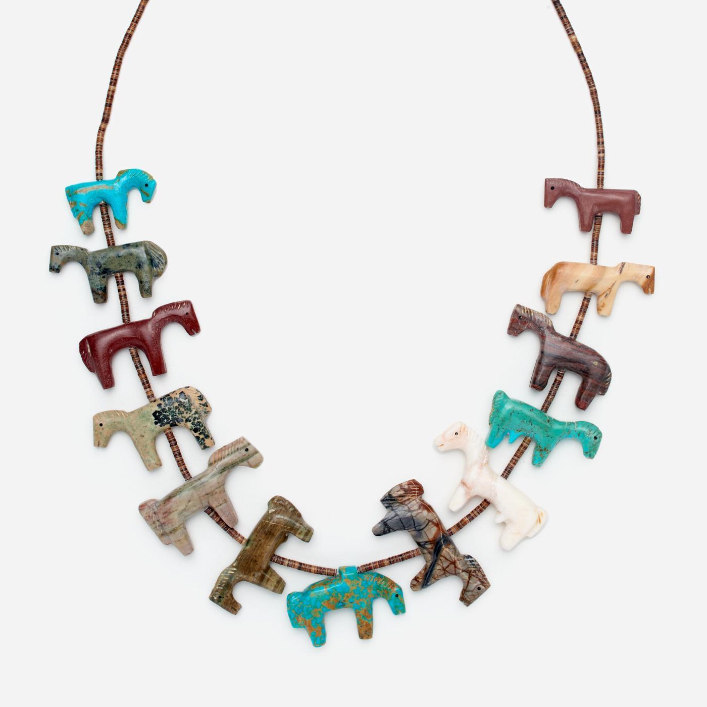 Appraisal: ZUNI HORSE FETISH NECKLACE ATTRIBUTED TO QUANDELACY Attributed to the