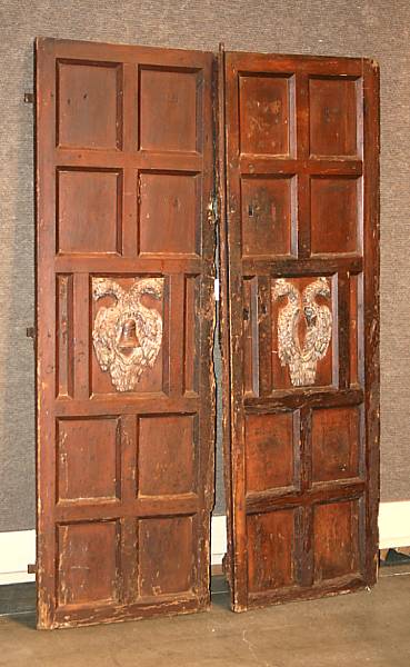 Appraisal: A pair of Spanish Baroque walnut doors th century height