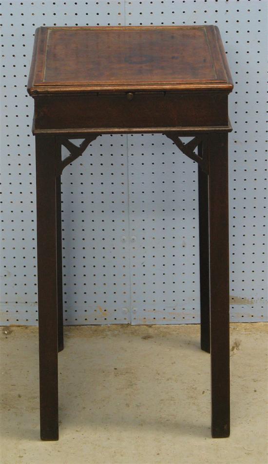 Appraisal: George III mahogany kettle stand with slide on square chamfered