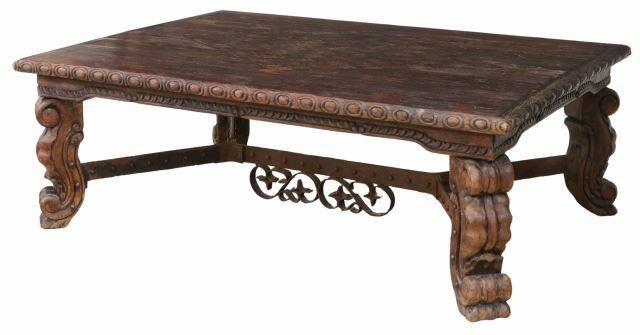 Appraisal: Large Baroque style coffee table late th c top with