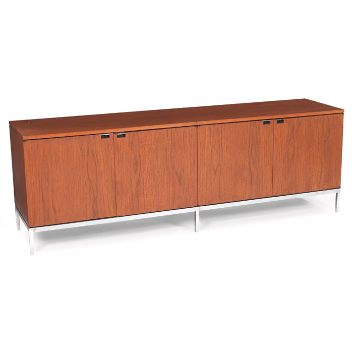 Appraisal: Florence Knoll cabinet by Knoll teak four doors oak interior