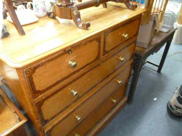 Appraisal: A VICTORIAN PINE CHEST of two short and three long