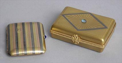 Appraisal: MIXED METAL CIGARETTE CASE AND A PORCELAIN BOX The first