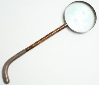 Appraisal: English Sterling Silver Wood Magnifying Glass Handle resembling bamboo with