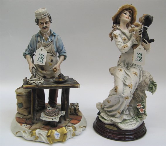 Appraisal: TWO CAPODIMONTE GIUSEPPE ARMANI PAINTED BISQUE PORCELAIN FIGURES Lucia a