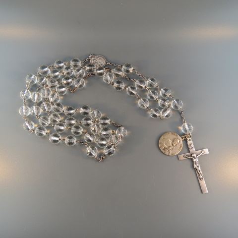 Appraisal: Sterling Silver and Crystal Rosary Necklace over long fancy cut