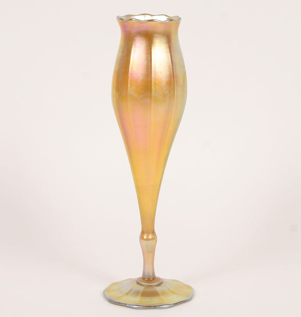 Appraisal: L C Tiffany gold Favrile floriform art glass vase engraved