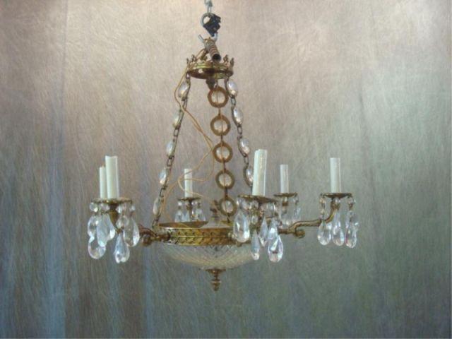 Appraisal: Empire Style Crystal Gilt Metal Chandelier From an East nd