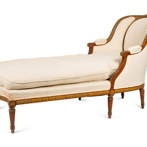 Appraisal: A Louis XVI Style Carved Giltwood Chaise Longue TH CENTURY