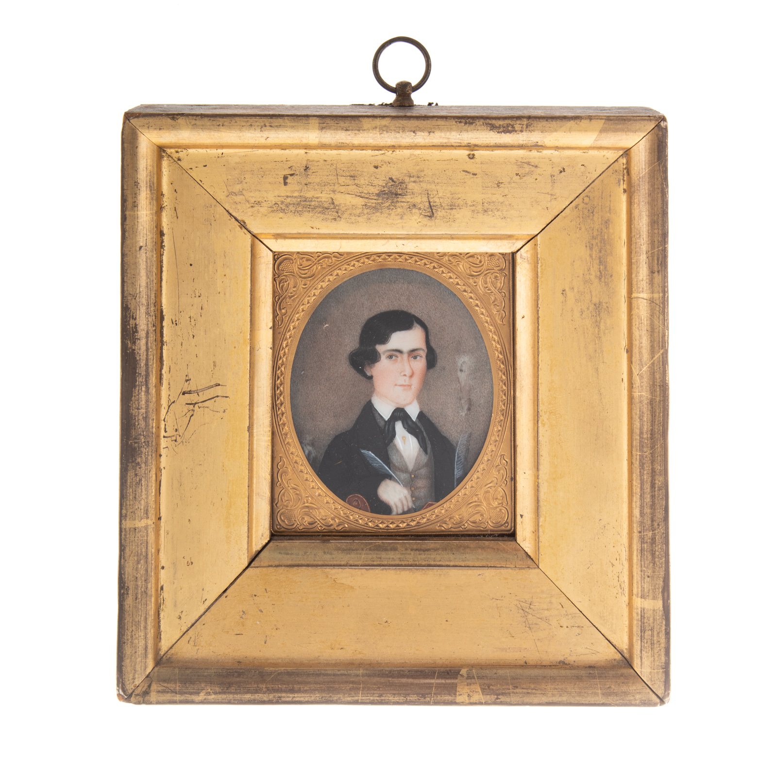 Appraisal: AMERICAN SCHOOL TH CENTURY PORTRAIT MINIATURE Portrait of well dressed