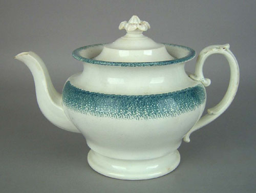 Appraisal: Teal spatter teapot th c h