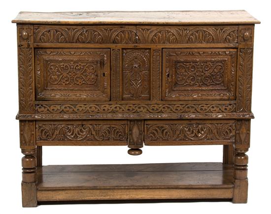 Appraisal: Sale Lot A Renaissance Revival Carved Oak Side Cabinet th