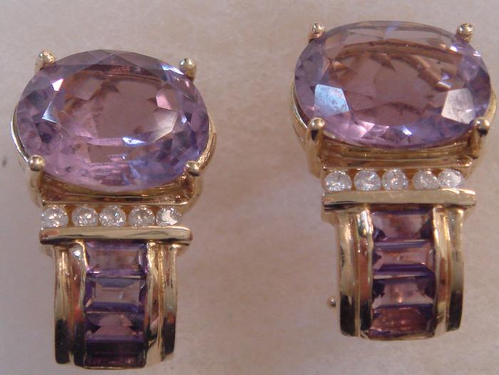 Appraisal: K yg amethyst and Diamond Earrings Clip backs with posts