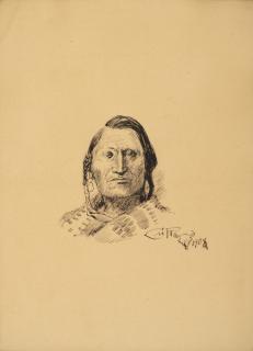 Appraisal: CHARLES M RUSSELL - Indian pen ink on paper x