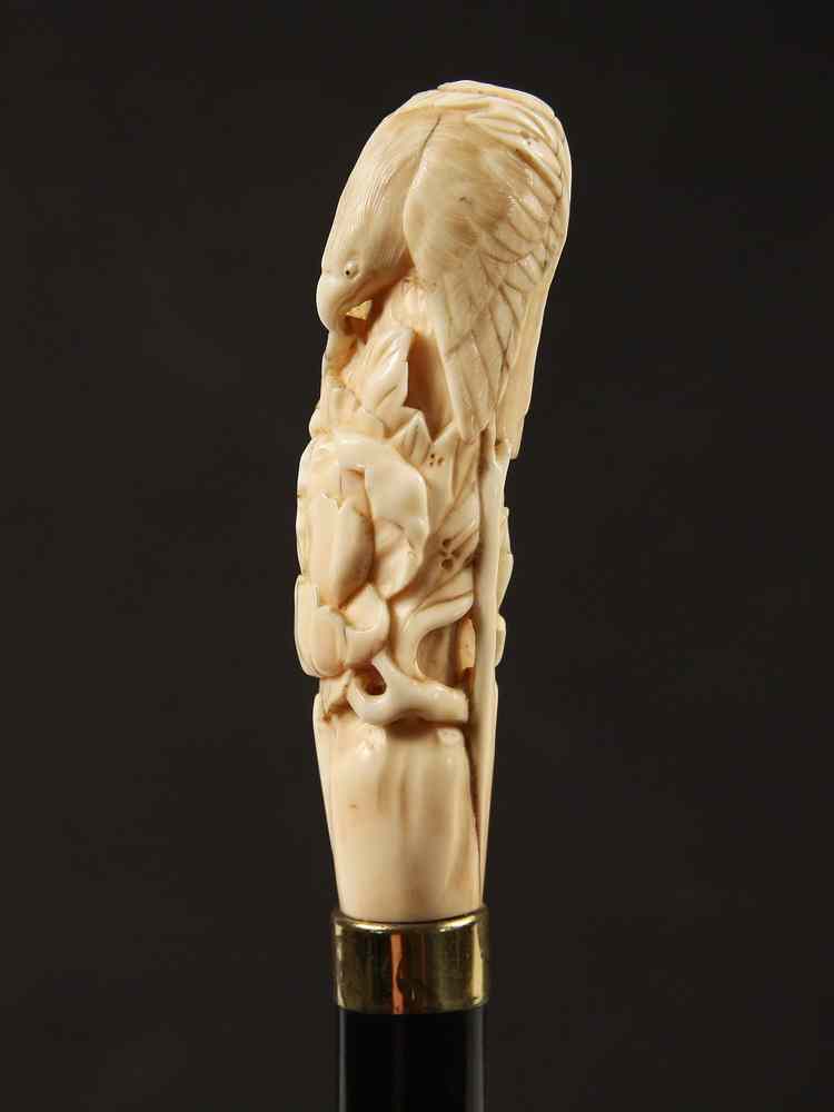 Appraisal: CANE - Long handle has an Asian carved ivory eagle