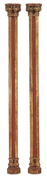 Appraisal: A pair of Spanish Gothic Revival cluster column polychrome and