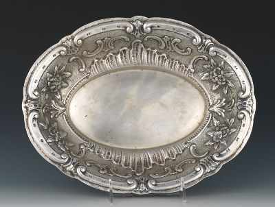 Appraisal: An Silver Serving Bowl Hand chased bowl with undulating rim