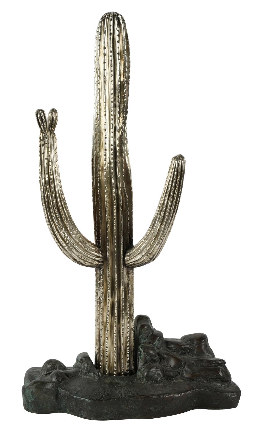 Appraisal: D'ARGENTA MEXICAN SILVERPLATE CACTUS SCULPTUREsilver-plate and patinated metal manufacturer's label