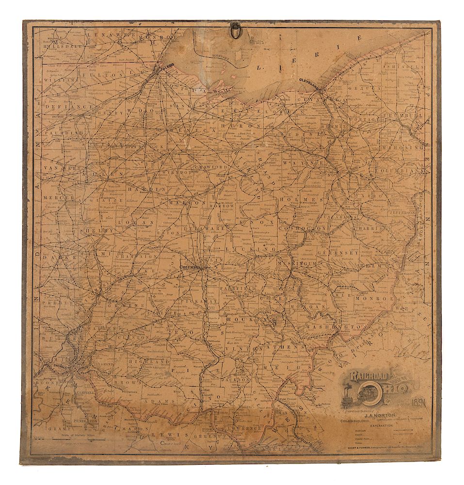 Appraisal: Ohio Railroad Map by Good original condition Please Email or