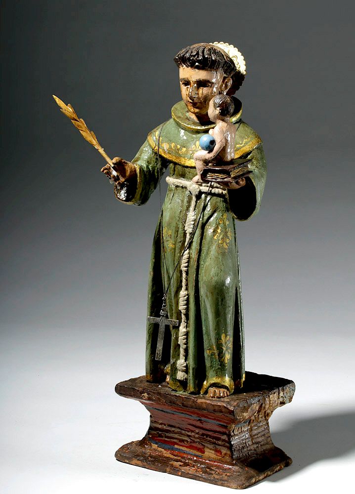 Appraisal: th C Mexican Santo - St Anthony of Padua w