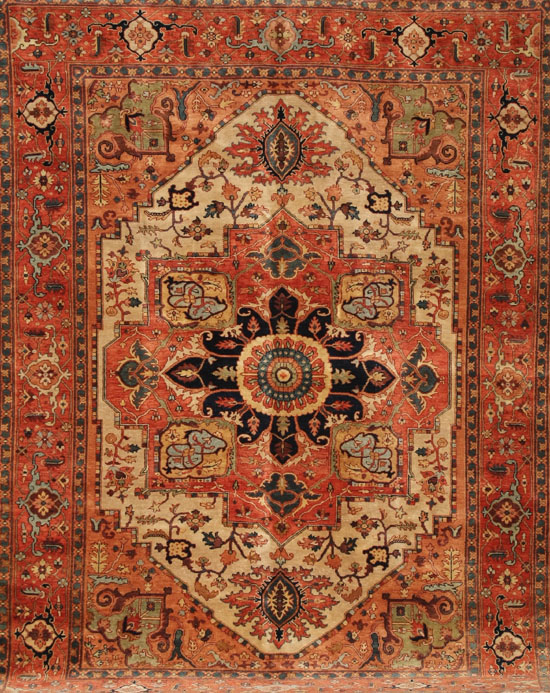 Appraisal: Lot Property of Various Owners Kashmir Serapi Rug Contemporary Beige