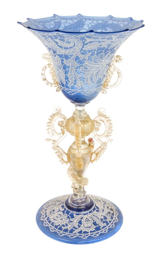 Appraisal: Sale Lot An Italian Enameled Glass Compote having a floral