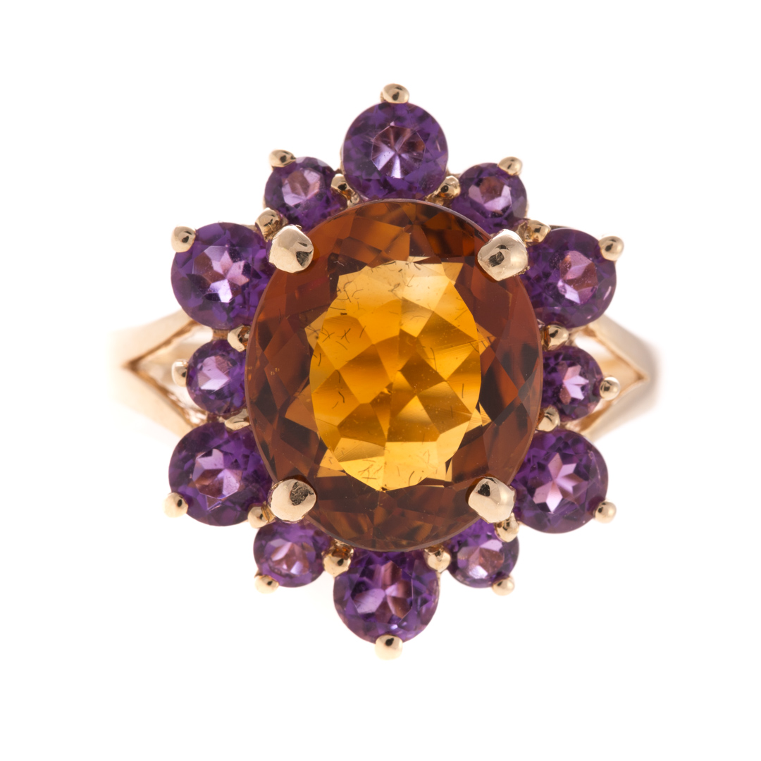 Appraisal: A Lady's Citrine and Amethyst Ring in K Gold K