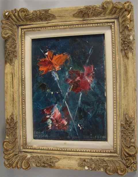 Appraisal: IVAN MOSCA AMERICAN - THREE FLOWERS Oil on board x