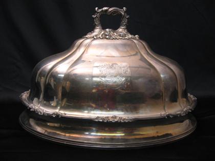 Appraisal: Sheffield silver plate meat cover th century With a foliate