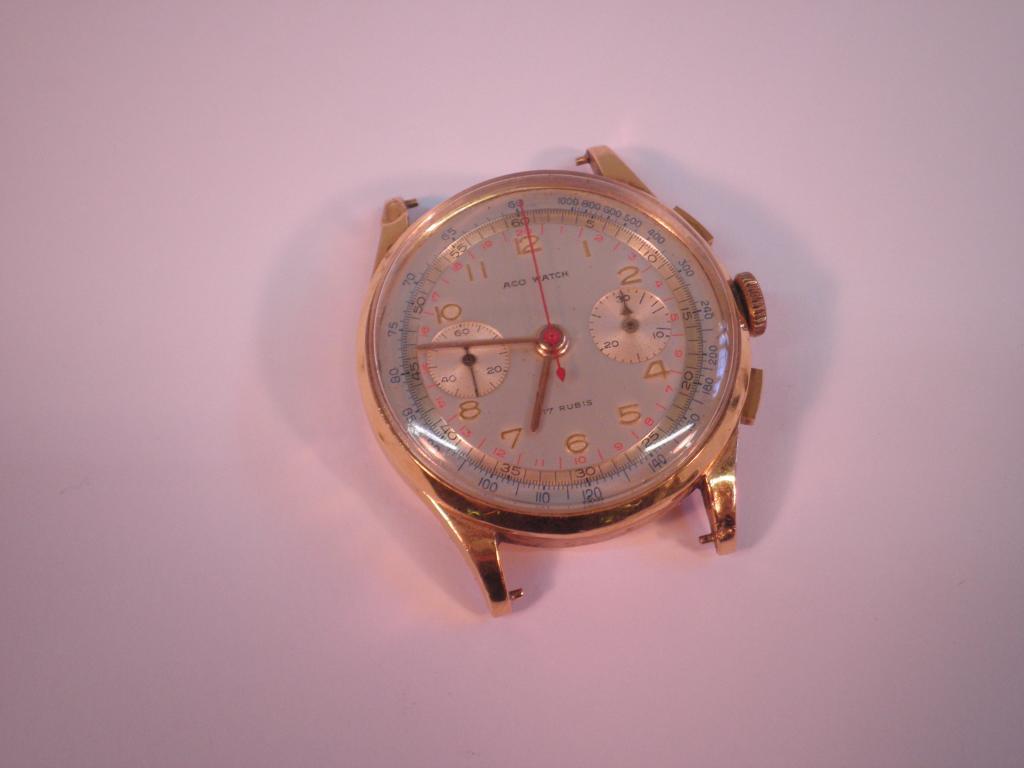 Appraisal: An ACO gentleman's wristwatch and chronometer the yellow metal case