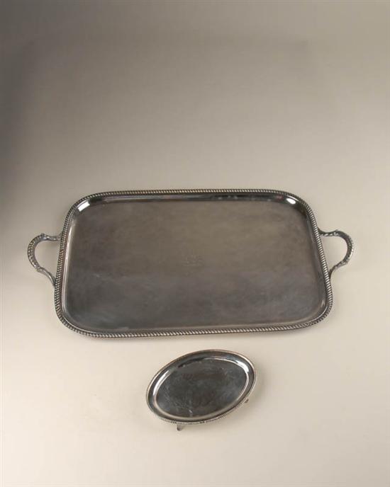 Appraisal: Two Sheffield Silverplate Trays the largest a rectangular serving tray