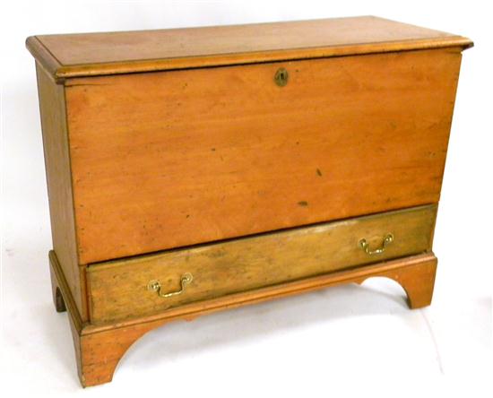 Appraisal: th C American pine blanket chest lift top moulded edge