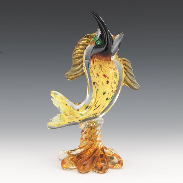 Appraisal: VINTAGE MURANO ART GLASS DOLPHIN SCULPTURE x x Hand blown