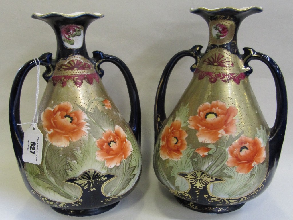 Appraisal: Pair of Royal Nippon vases decorated with poppies