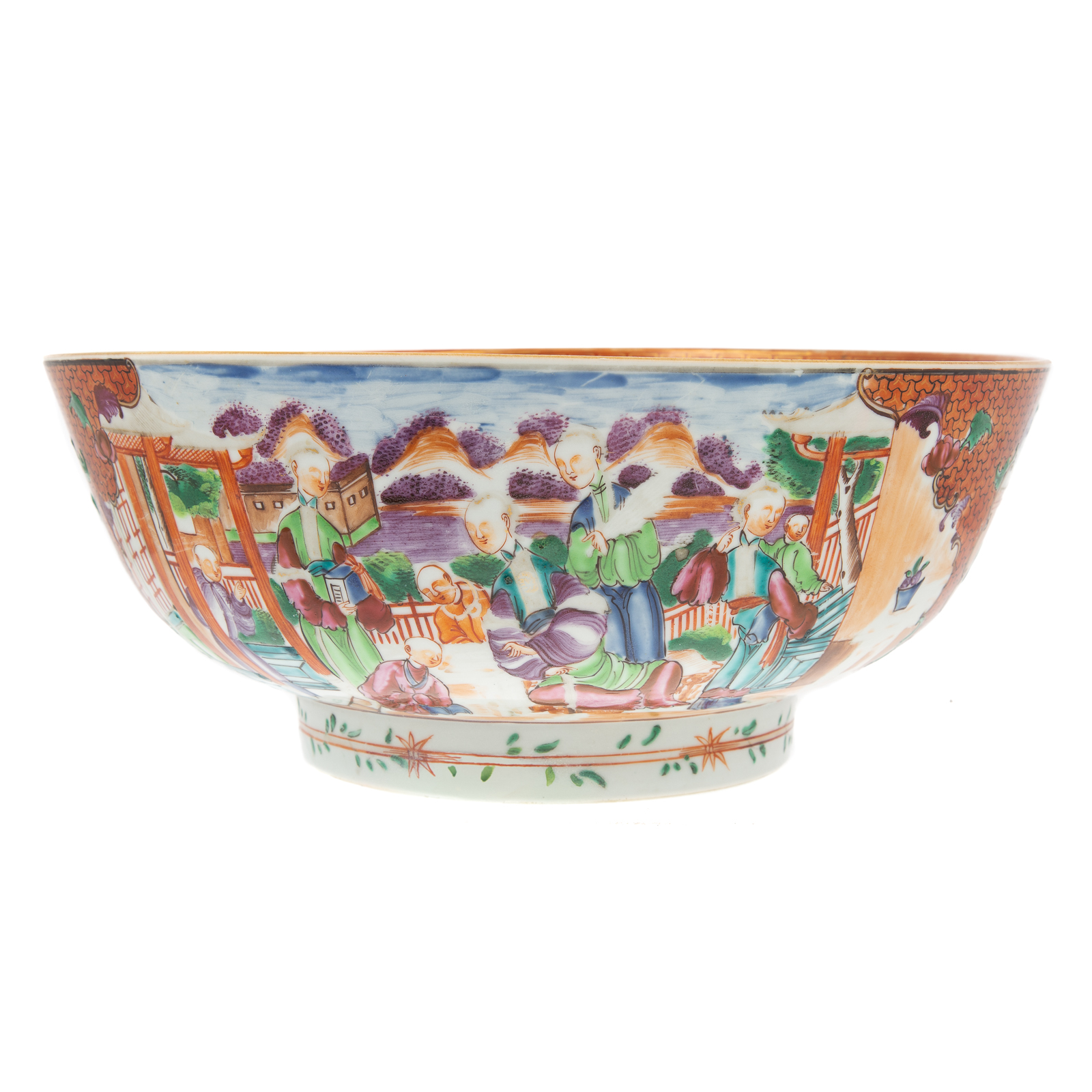 Appraisal: CHINESE EXPORT MANDARIN PALETTE PUNCH BOWL Qianlong Era circa vibrantly