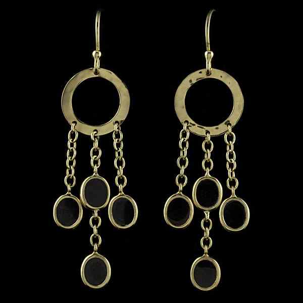 Appraisal: Ippolita k Onyx Earrings Ippolita k yellow gold chandelier earrings