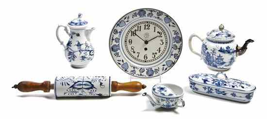 Appraisal: A Collection of Unmarked Porcelain Articles in the Blue Onion