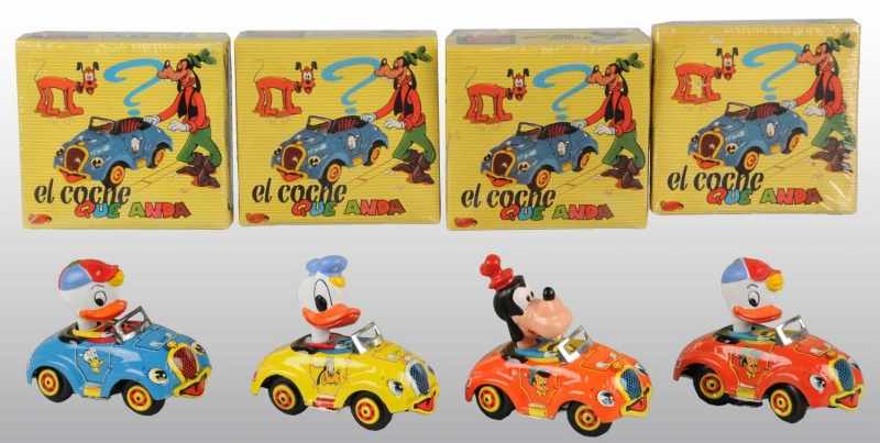 Appraisal: Lot of Tin Disney Character Car Wind-Up Toys Description Spanish