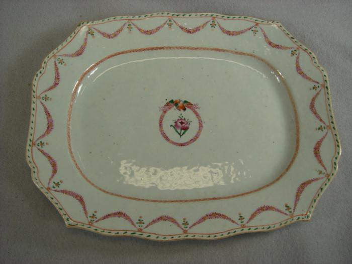 Appraisal: Chinese export porcelain tray love birds in center floral decoration