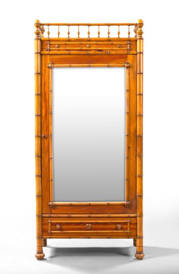 Appraisal: Napoleon III Faux-Bamboo Pine Single-Door Armoire fourth quarter th century