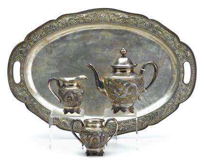 Appraisal: Chinese four piece silver tea servicestamped tai silver